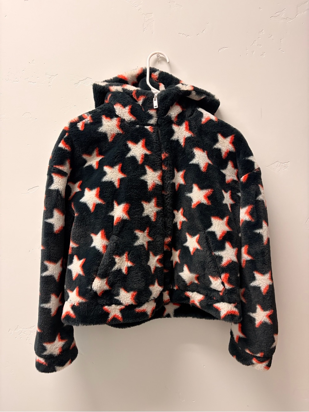 Ugg Australia Mandy Faux Fur Star Zip Up Hoodie Jacket Coat SZ S